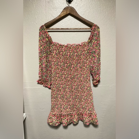 Dress Forum Colorful Floral Smocked Puff Sleeve Mini Dress - Picture 3 of 6